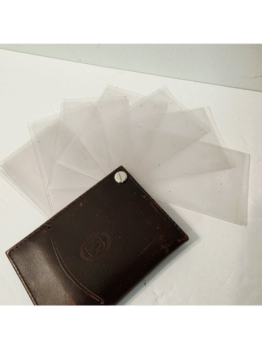 Vtg Buxton Brown Leather Swivel Fan Photo Picture Card Wallet Holder 10 Inserts - Picture 6 of 7